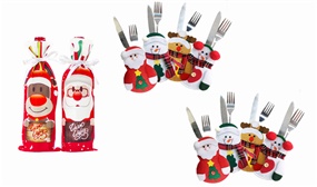 Christmas Dinner Decorative Cutlery and Wine Cover Set