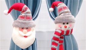 2 Pack of Novelty Christmas Themed Curtain Tiebacks