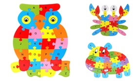 26 Piece Wooden Block Alphabet Animal Puzzle