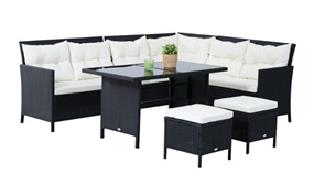 8 Seater Rattan Dining Set with Cushions