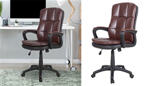 Vinsetto Leather Padded Office Desk Chair 