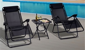 Outsunny 3 Piece Zero-Gravity Table and Chairs Set in 2 Colours