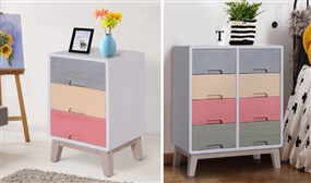 Multi-Colour Wooden Bedside Locker or Chest of Drawers 