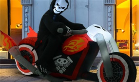 Inflatable Grim Reaper Motorcycle Outdoor Halloween Decoration with LED Lights