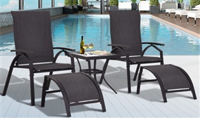 5Pc Adjustable Sun Lounger Set 