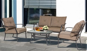 4 Seater Metal Frame Outdoor Dining Set with Coffee Table