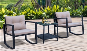 3Pc Rattan Patio Rocking Set 