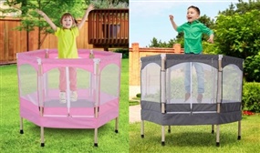 Kids 50-inch Outdoor Trampoline with Safety Enclosure Net and Spring Pad