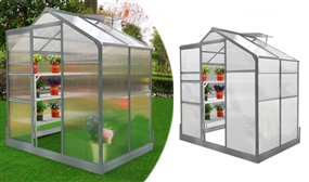 Greenhouse 6ft x 4ft with Base, Aluminium Frame and Shatterproof Polycarbonate Sheets
