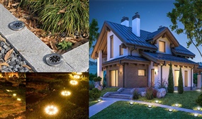 Pack of 4 or 8 LED Floor Lighting Discs for Outdoors