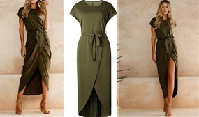 Women's Belted Long Maxi Dress in 3 Colours, Sizes UK 10-16