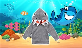 Child's Grey Baby Shark Hoodie - Suitable for Ages 12 Months to 4 Years