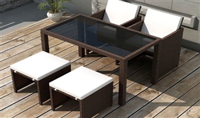 5 Piece Outdoor Rattan Dining Set 