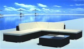 6 Piece Rattan Garden Lounge Set with Coffee Table