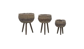 Planter 3 pcs Wicker with PE Lining