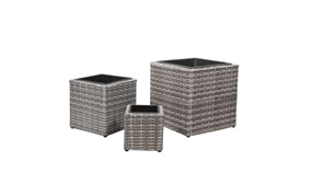 Garden Raised Beds 3 pcs Poly Rattan Grey