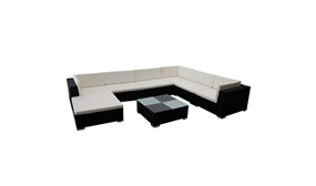 7 Seater Modular Rattan Lounge Set with Cushions in 2 Colours