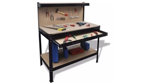 Steel Workbench with Pegboard and Drawer