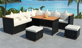 8 Seater Rattan and WPC Garden Dining Set