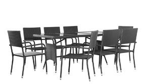 9 Piece Outdoor Rattan Dining Set 