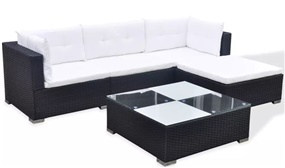 Garden Sofa Rattan Lounge Set with Cushions in 2 Colours
