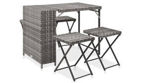 5 Piece Folding Outdoor Rattan Dining Set 