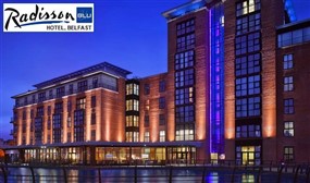 1 Night Belfast City Escape for 2 with Wine, Dining Credit & More at the Stunning Radisson Blu Hotel