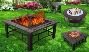 3-in-1 Fire Pit, BBQ & Ice Bucket in 3 Designs 