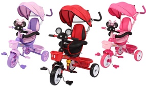 Kids Cartoon Easy Steer Pedal Tricycle Buggy Stroller with Oxford Cloth: 18 Months - 3 years