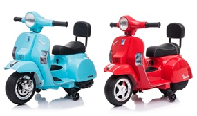 Kids Vespa PX150 Licensed 6V Ride On Scooter Bike with Training Wheels: 3-6 Years 