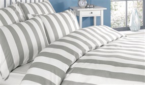 Grey & White Stripe 100% Cotton Duvet Covers Set - 4 Sizes
