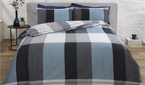 Reversible 'Good Night' 100% Cotton Count Duvet Cover Set - 4 Sizes