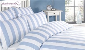  Blue & White Stripe 100% Cotton Duvet Cover Set - 4 Sizes 