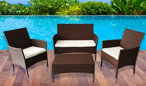 EXPRESS DELIVERY: 4 Seater Rattan Effect Garden Furniture Set