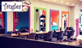 Wash, Cut & Blow Dry with option of Half Head or Full Head Highlights at Tangles Hair Design