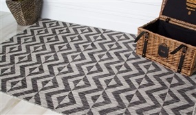 Grey Geometric Flatweave Indoor / Outdoor Rugs with Free Delivery
