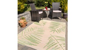 Green Palm Leaf Tropical Weatherproof Indoor Outdoor Rugs