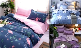 Patterned Duvet Cover and Bed Sheet Set - 4 Designs