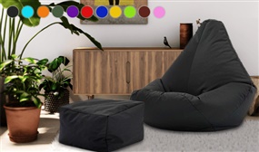 High-Back Bean Bag with Optional Foot Rest in a Choice of Colours