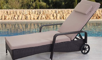 Poly Rattan Sun Lounger with Cushions from €189.99