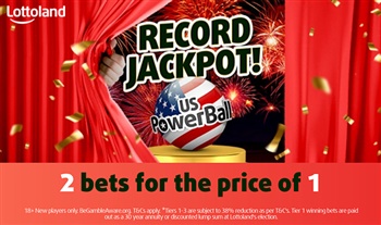 Record â¬1.9billion US PowerBall Jackpot - Get 2 Bets for the Price of 1