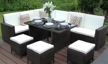 FLASH SALE: €549.99 for a Jardí 9 Seater Rattan Corner Dining Set with Raincover - 3 Colours