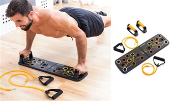 Push-Up Board with Resistance Bands and Exercise Guide