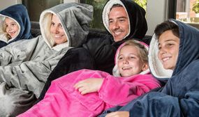 Kids or Adults Fleece Lined Hooded Blanket in 4 Colours