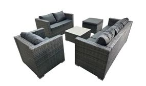 7 Seater Garden Rattan Sofa Set with Rain Cover