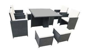 8 or 10 Seater Rattan Cube Set with Rain Cover