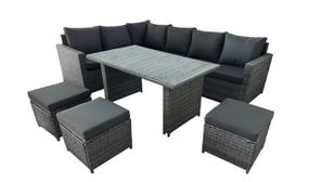 9 Seater Rattan Dining Set with Rain Cover