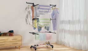 Prolux Large Folding Vertical Clothes Airer, Dryer with Wheels