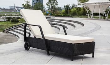 Luxury Rattan Sun Lounger with Wheels