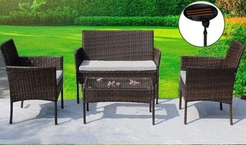 Eton 4 Seater Rattan Lounge Set with FREE Patio Heater